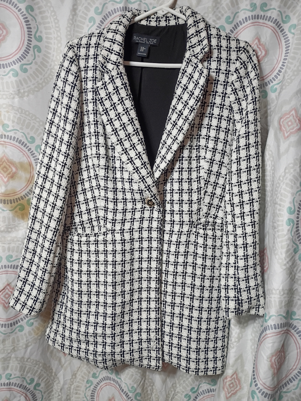 Rachel Zoe Black and White Tweed Blazer Jacket